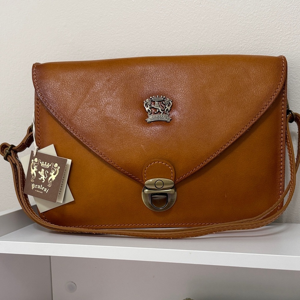 Tan Leather Crossbody Bag - Classic Envelope Style